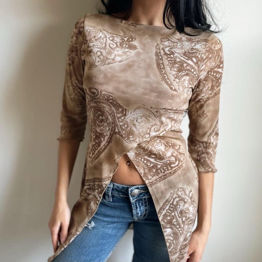 Moa Moa Mesh Paisley Asymmetrical Top